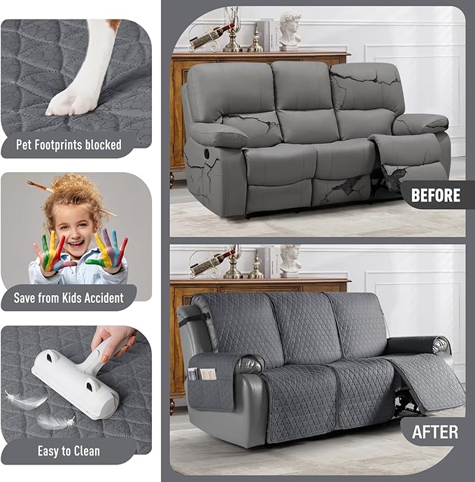 TAOCOCO 100% Waterproof Recliner Cover, Non-Slip Washable Reclining Couch Cover - Image 2