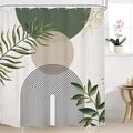 Sage Green Boho Shower Curtain 72Wx78H Modern Abstract Green Gold Leaves by MitpokBrand