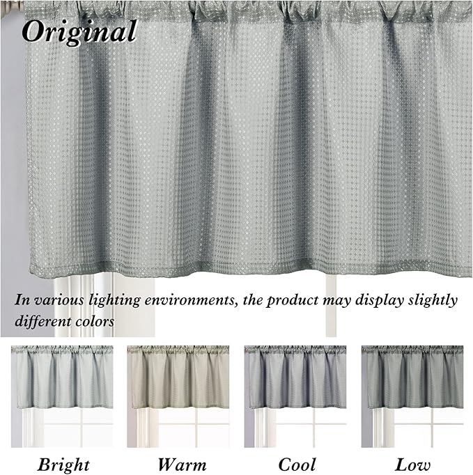 Home Queen Grey Waffle Bathroom Window Curtains, Short Water Repellent Rod - Image 9