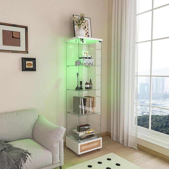 Yoluckea 4-Tier Glass Display Cabinet - Image 3