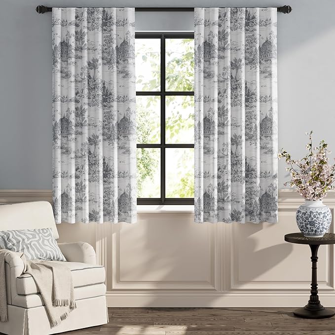 jinchan 95% Blackout Toile Curtains - Image 2