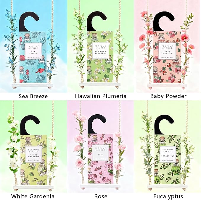 ROSE COTTAGE Large 12 Packs Sandalwood Hanging Closet Deodorizer Air Freshener - Image 6