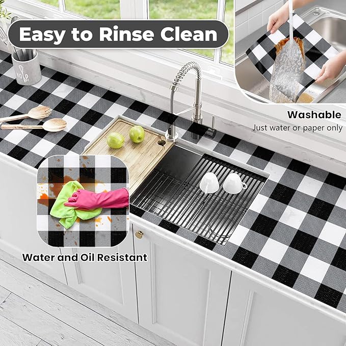 Shelf Drawer Liner for Kitchen Cabinets Non-Adhesive Non-Slip, Hide Stains & - Image 4