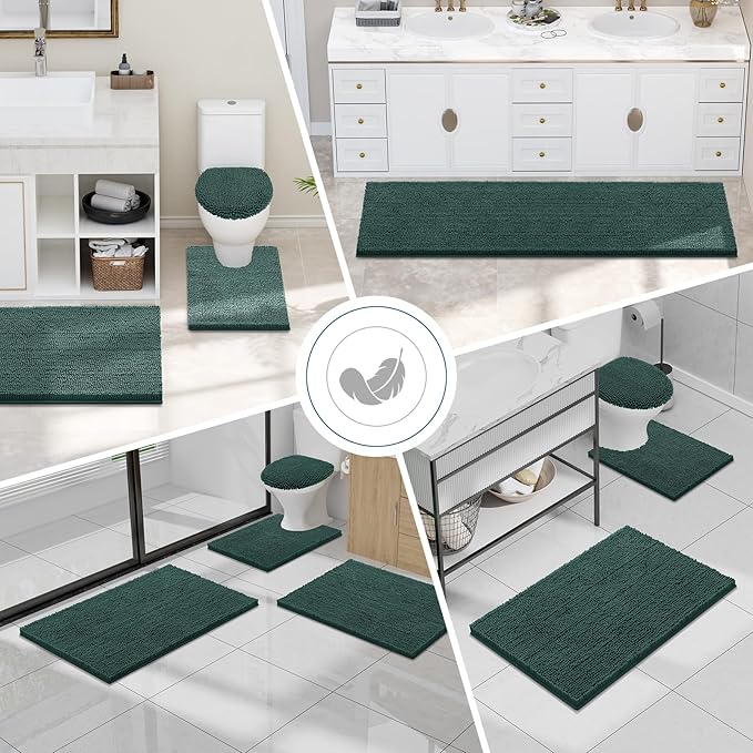 Smiry Luxury Chenille Bathroom Rugs 34x21, Extra Soft and Absorbent Shaggy Bath - Image 7