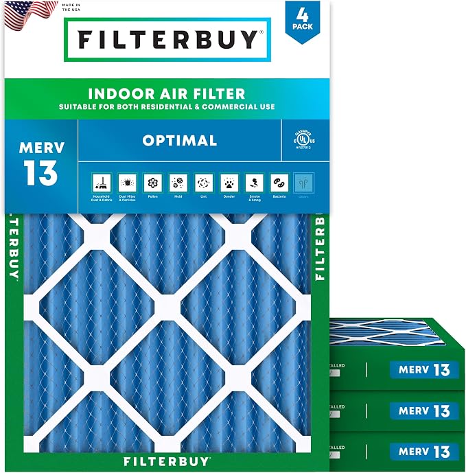 Filterbuy 14x20x2 Air Filter MERV 13 Optimal Smoke & Allergy Defense, by Filterbuy