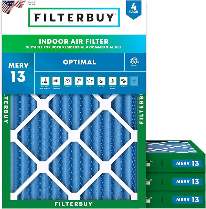 Filterbuy 18x25x2 Air Filter MERV 13 Optimal Smoke & Allergy Defense, by Filterbuy