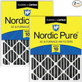 Nordic Pure 16x25x4 Pleated MERV 10 Plus Carbon Air Filters 2 Pack | Actual by NordicPure