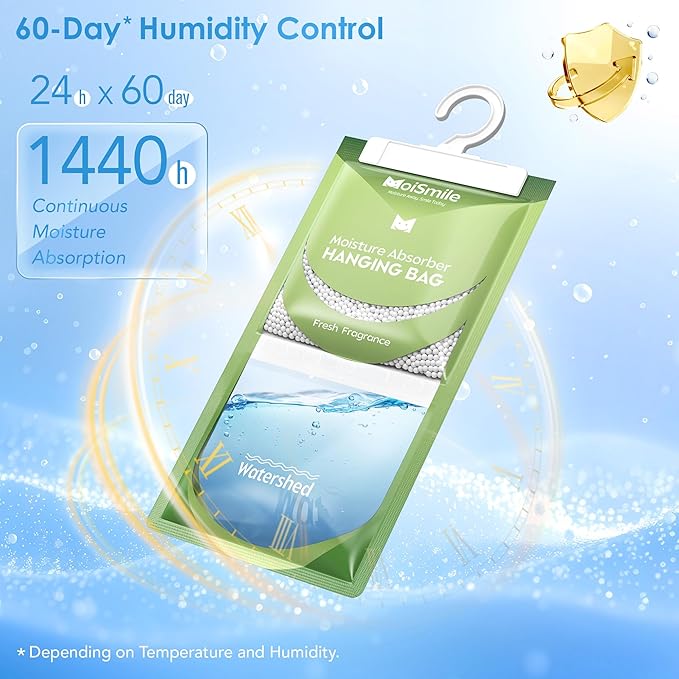 Moisture Absorbers 30 Pack Fresh Fragrance, Hanging Closet Dehumidifier Bags - Image 5