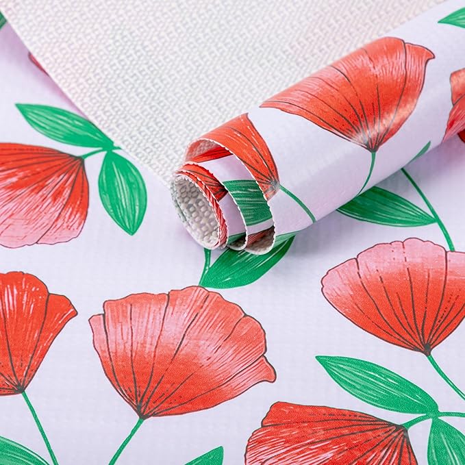 2 Rolls 12" W x 120" L Floral Drawer and Shelf Liner by DwellAid