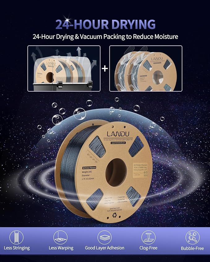LANDU Chameleon PLA Filament 1.75mm Burnt Titanium 1KG, 3D Printer Filament - Image 3