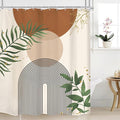 Brown Boho Mid Century Shower Curtain 60Wx72H Abstract Gold Leaves Plant Modern by MitpokBrand