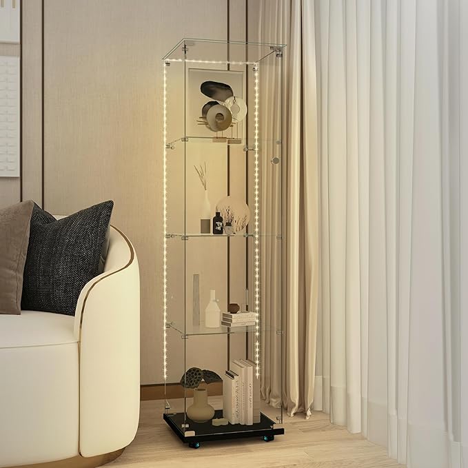 Yoluckea 4 Tiers Glass Display Cabinet by Yoluckea