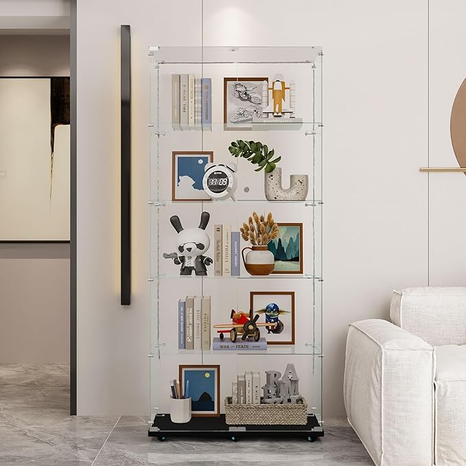 Yoluckea 5 Tiers Glass Display Cabinet - Image 7