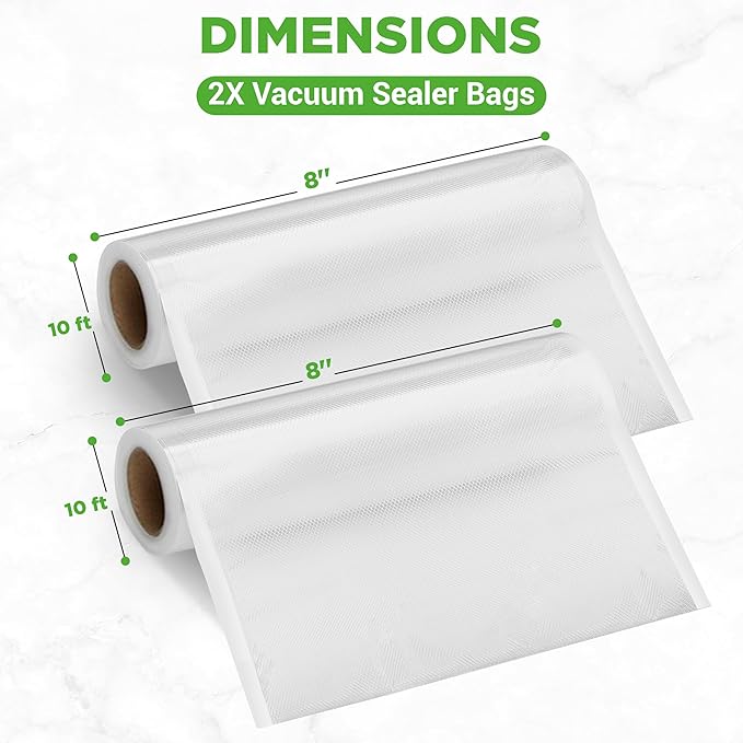 NutriChef Vacuum Sealer Bags 8x10 Rolls 2 Pack - Image 2