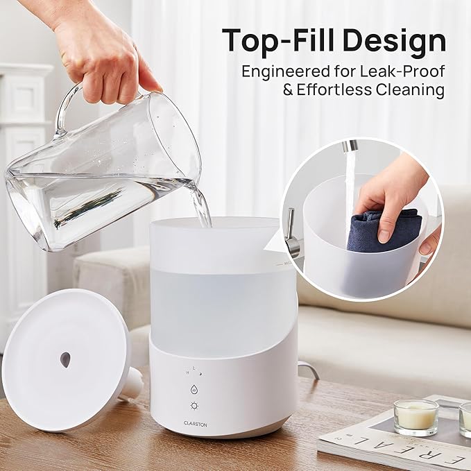Clarston Humidifiers for Bedroom, 2.5L Cool Mist Humidifier - Image 2