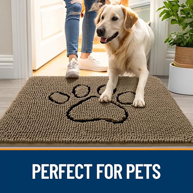 OLANLY Dog Door Mat for Muddy Paws 47x24, Paw Print Design, Absorbs Moisture - Image 6