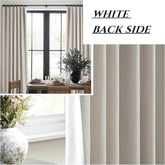 100% Blackout Curtains 45 Inches Long 2 Panels Set, Short Linen Heat Blocking - Image 6
