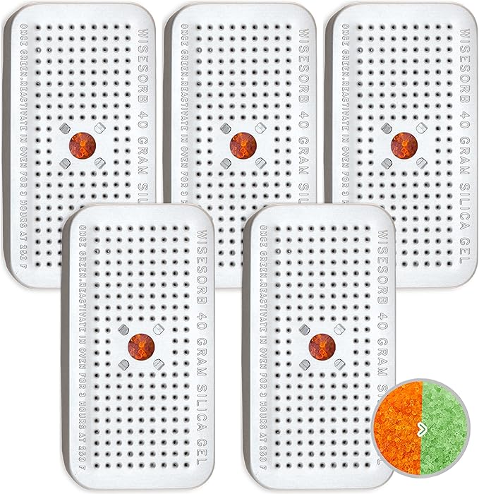 40 Gram Pack of 5 Silica Gel Canister, Gun Safe Dehumidifiers, Reusable by Wisesorb