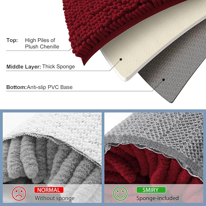 Smiry Luxury Chenille Bathroom Rugs 36x24, Extra Soft and Absorbent Shaggy Bath - Image 5