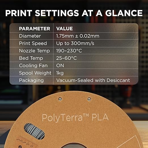 Polymaker Matte PLA Filament Matte Fossil Grey 1.75mm 3kg 3D Printing Filament - Image 6