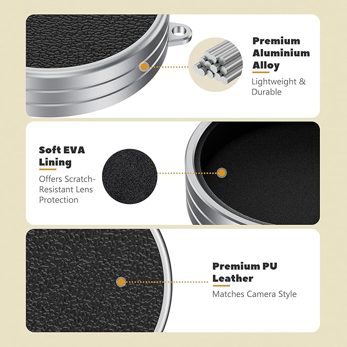 Fuji X Half Leather Texture Lens Cap, Aluminum Anti-Dust Anti-Scratches - Image 3