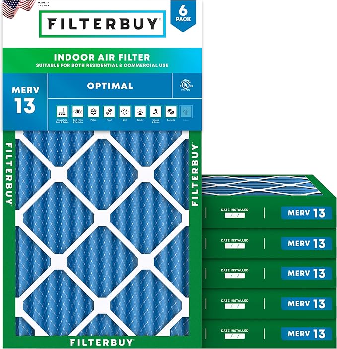 Filterbuy 12x30x2 Air Filter MERV 13 Optimal Smoke & Allergy Defense, by Filterbuy