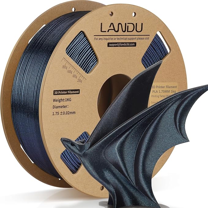LANDU Chameleon PLA Filament 1.75mm Burnt Titanium 1KG, 3D Printer Filament by LANDU
