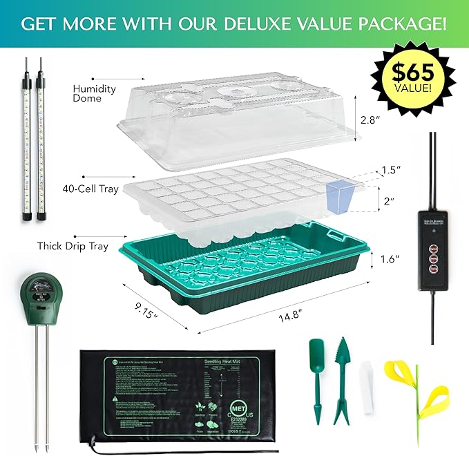Seed Starter Kit with Grow Lights & Heat Mat – 40-Cell Seed Starter Tray - Image 3