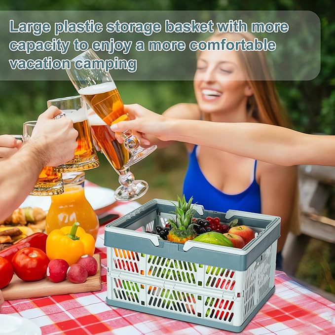 Heavy Duty Plastic Milk Crates for Storage, Collapsible Shopping Basket - Image 3