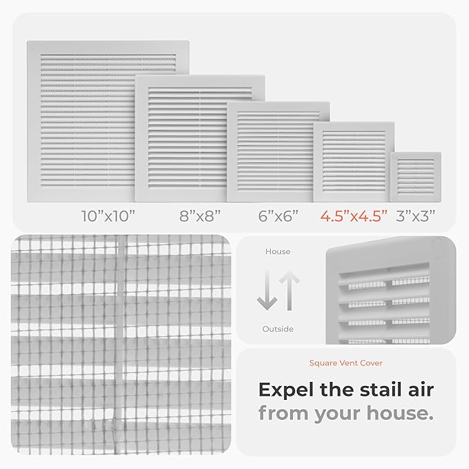 2-Pack 6" x 6" Square Air Vent Cover – White Plastic Vent Deflector - Image 3