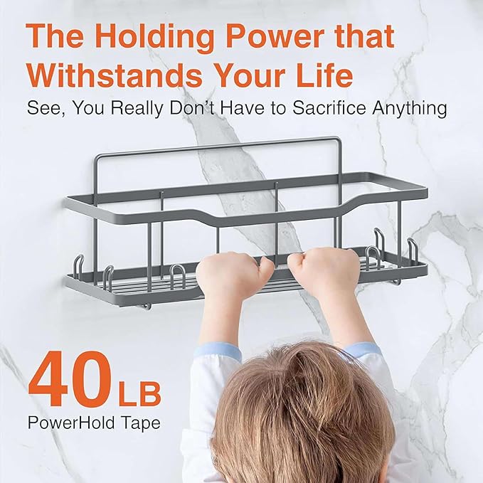 Shower Caddy Bathroom Shelves, The Athena Silken 4 Set, 40LB Capacity, Adhesive - Image 3