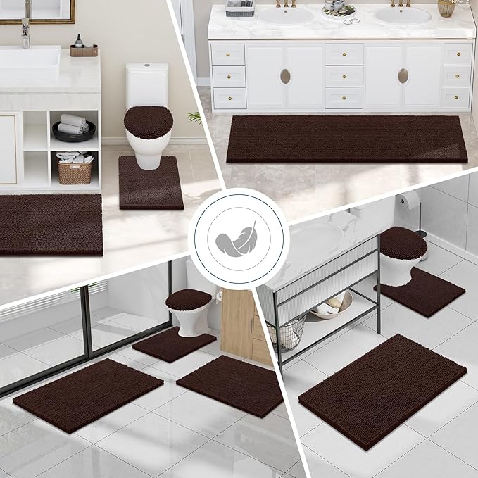 Smiry Luxury Chenille Bathroom Rugs 45x27, Extra Soft and Absorbent Shaggy Bath - Image 8