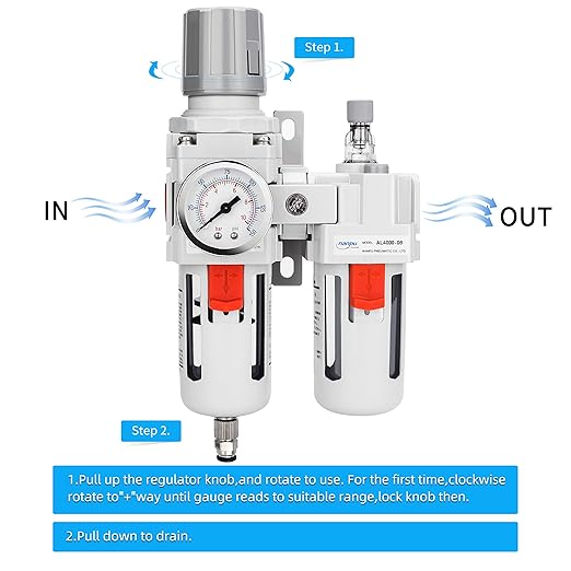 NANPU 3/4" NPT Compressed Air Filter Regulator Lubricator Combo Water/Oil Trap - Image 4