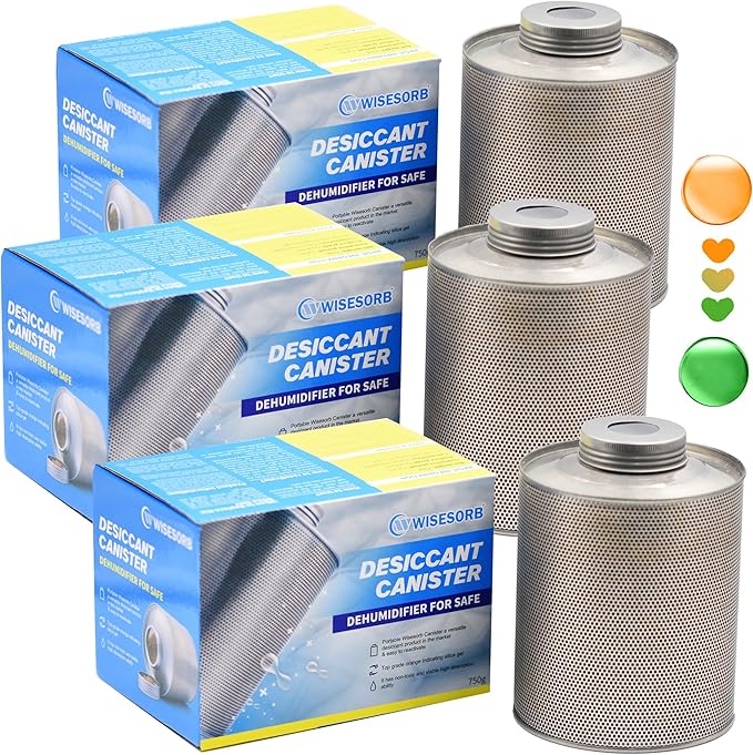 750 Grams 3 Pack Gun Safe Dehumidifier, Reusable Canister Desiccant Dehumidifier by Wisesorb