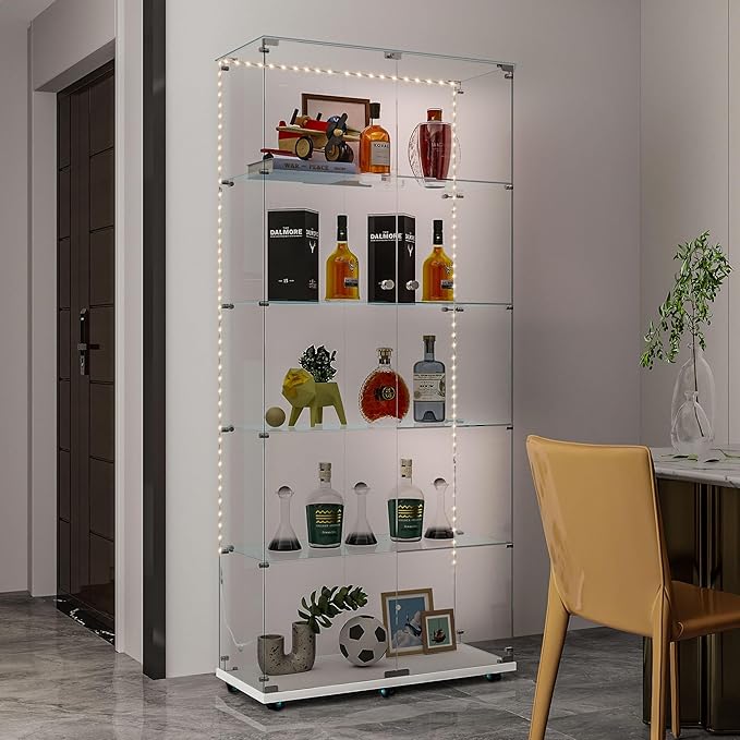 Yoluckea 5 Tiers Glass Display Cabinet - Image 6