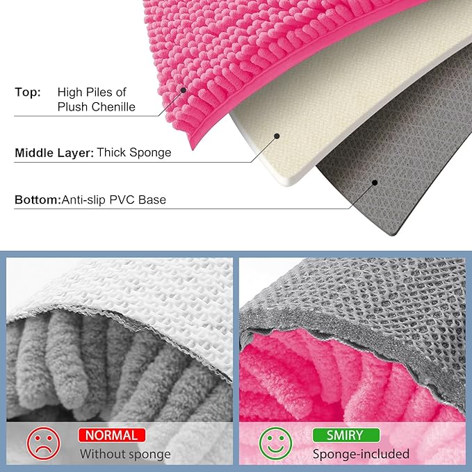 Smiry Luxury Chenille Bathroom Rugs 47x20, Extra Soft and Absorbent Shaggy Bath - Image 5