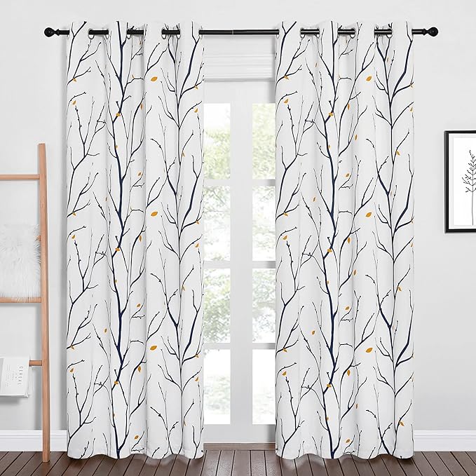 NICETOWN Branch Fall Curtains for Living Room 84 inches Long, Grommet Blackout by NICETOWN