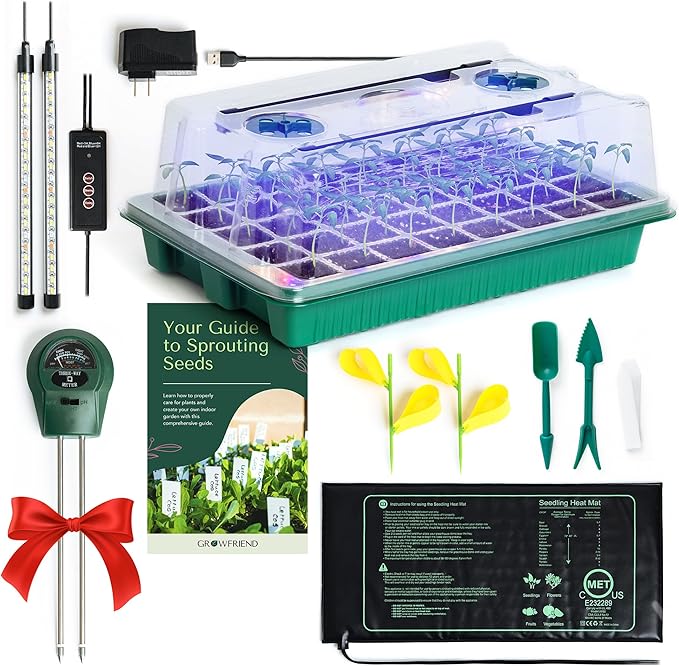 Seed Starter Kit with Grow Lights & Heat Mat – 40-Cell Seed Starter Tray by GROWFRIEND
