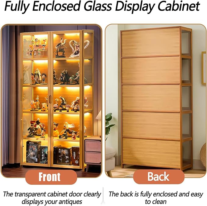 Display Cabinet with Acrylic Glass Doors, Tall Storage Cabinet with Adjustable - Image 4