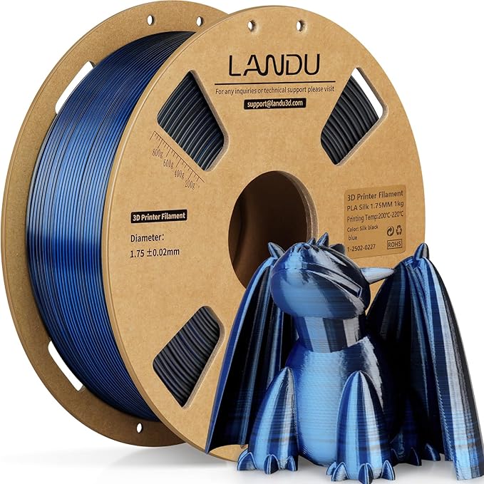 LANDU Silk Dual Color PLA Filament 1.75mm 1KG, 3D Printer Filament Dimensional by LANDU
