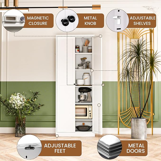 72" Tall Metal Pantry Cabinet - Image 3