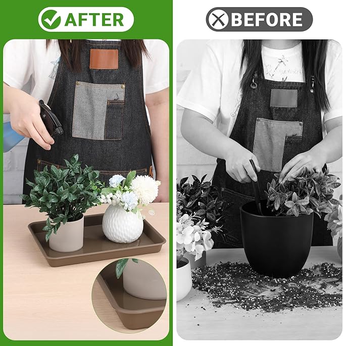 GREANER Brown Plant Saucers for Indoors, 11 Inch Heavy Duty Seedling Starter - Image 5