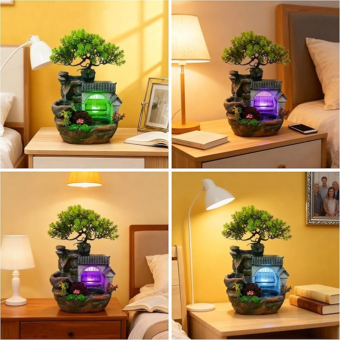 11" Desktop Fountain Rock Waterfall Humidifier - Image 6