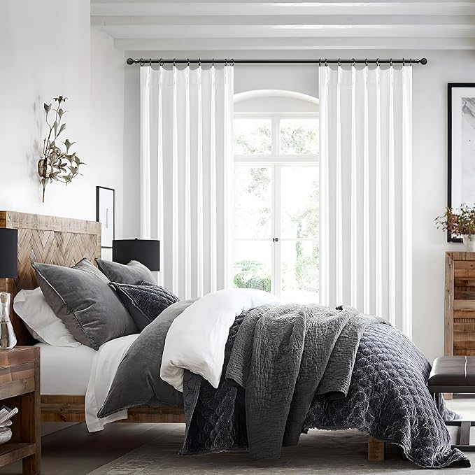 Custom Solid Bright White Memory Trained Pinch Pleated Curtains 86 Inches Long - Image 6