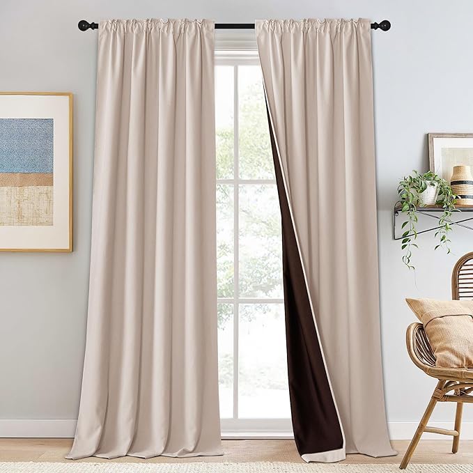 NICETOWN Pink Blackout Chenille Curtains 90 Inches Long Rod Pocket Back Tab by NICETOWN