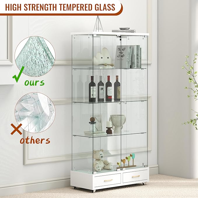 Yoluckea 4-Tier Glass Display Cabinet - Image 6