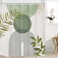 Sage Green Boho Shower Curtain 72Wx78H Modern Bohemian Abstract Leaves Olive by MitpokBrand