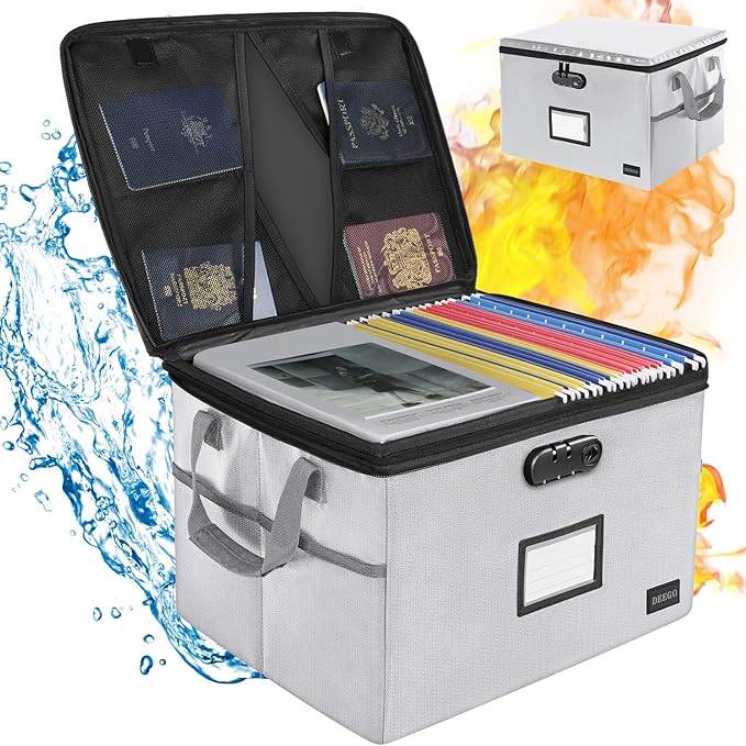 DEEGO Fireproof File Storage Organizer, Water-Resistant Document Organizer - Image 3