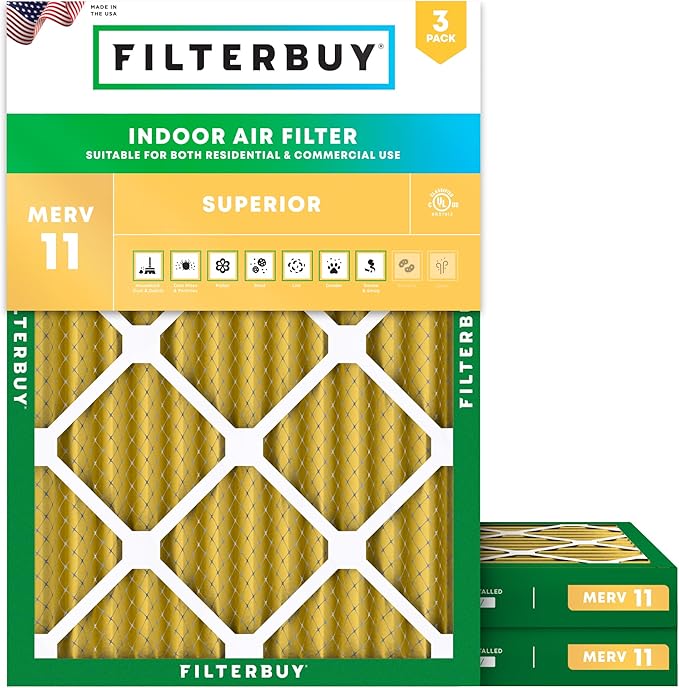 Filterbuy 18x25x2 Air Filter MERV 11 Superior Pet & Allergy Defense, by Filterbuy