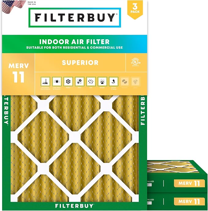 Filterbuy 28x30x2 Air Filter MERV 11 Superior Pet & Allergy Defense, by Filterbuy